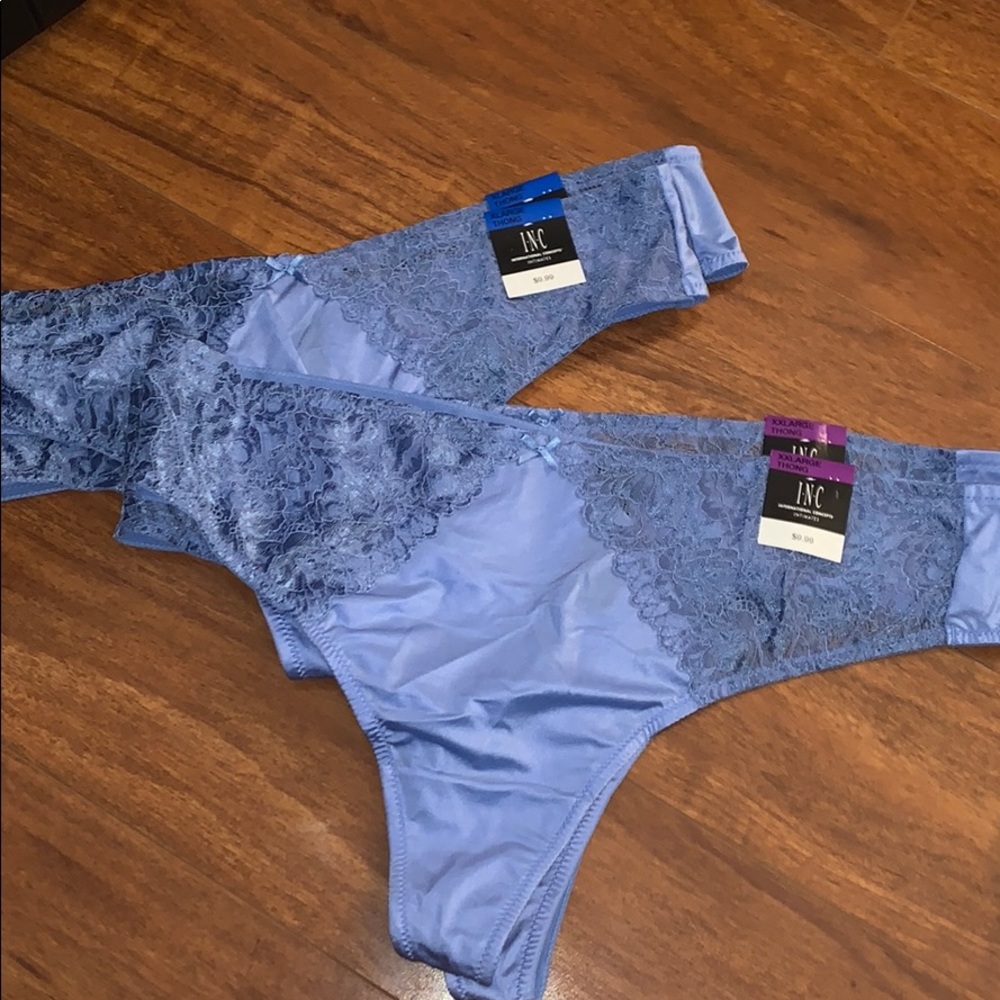 Brand new never used with tags blue lace thongs